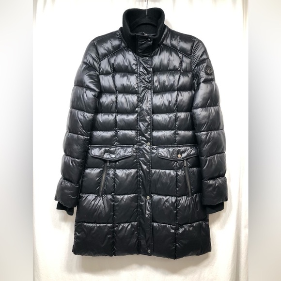 Bernardo Black Full Zip Snap Button Long Puffer Jacket Womens Size XS - Picture 1 of 16